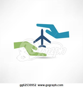 Clipart   Hands And Aircraft  The Concept Of Safe Flight   Stock