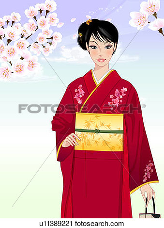 Clipart   Portrait Of Woman In Kimono  Fotosearch   Search Clip Art