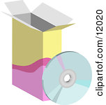 Computer Software Box And Cd Clipart Illustration