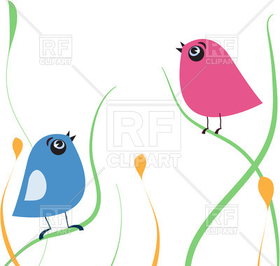 Cute Cartoon Birds Singing Download Royalty Free Vector Clipart  Eps