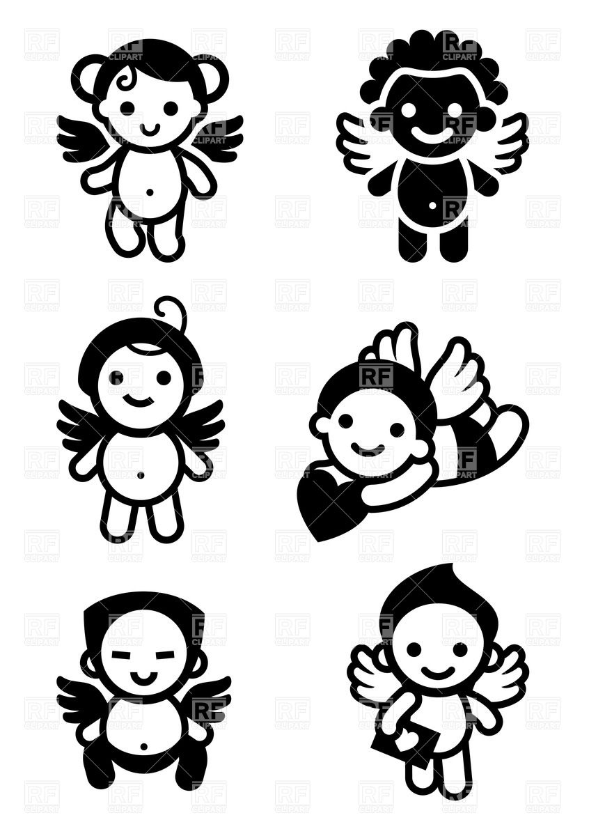 Cute Cupids And Angels Holiday Download Royalty Free Vector Clip Art