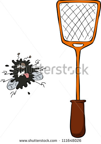 Flattened Fly With A Fly Swatter Vector Illustration   Stock Vector