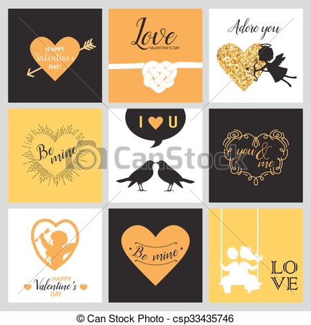     For Valentine S Day   Hearts Frames Cupids   In Vector   Csp33435746