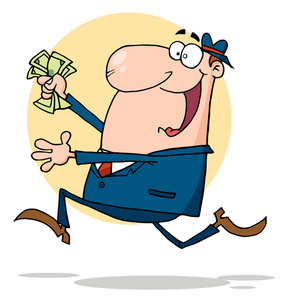 Greedy Cartoon Clipart Image   Clip Art Image Of A Happy Man Running