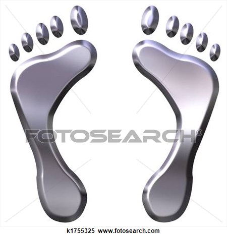 Illustration 3d Silver Foot Prints Fotosearch Search Clipart