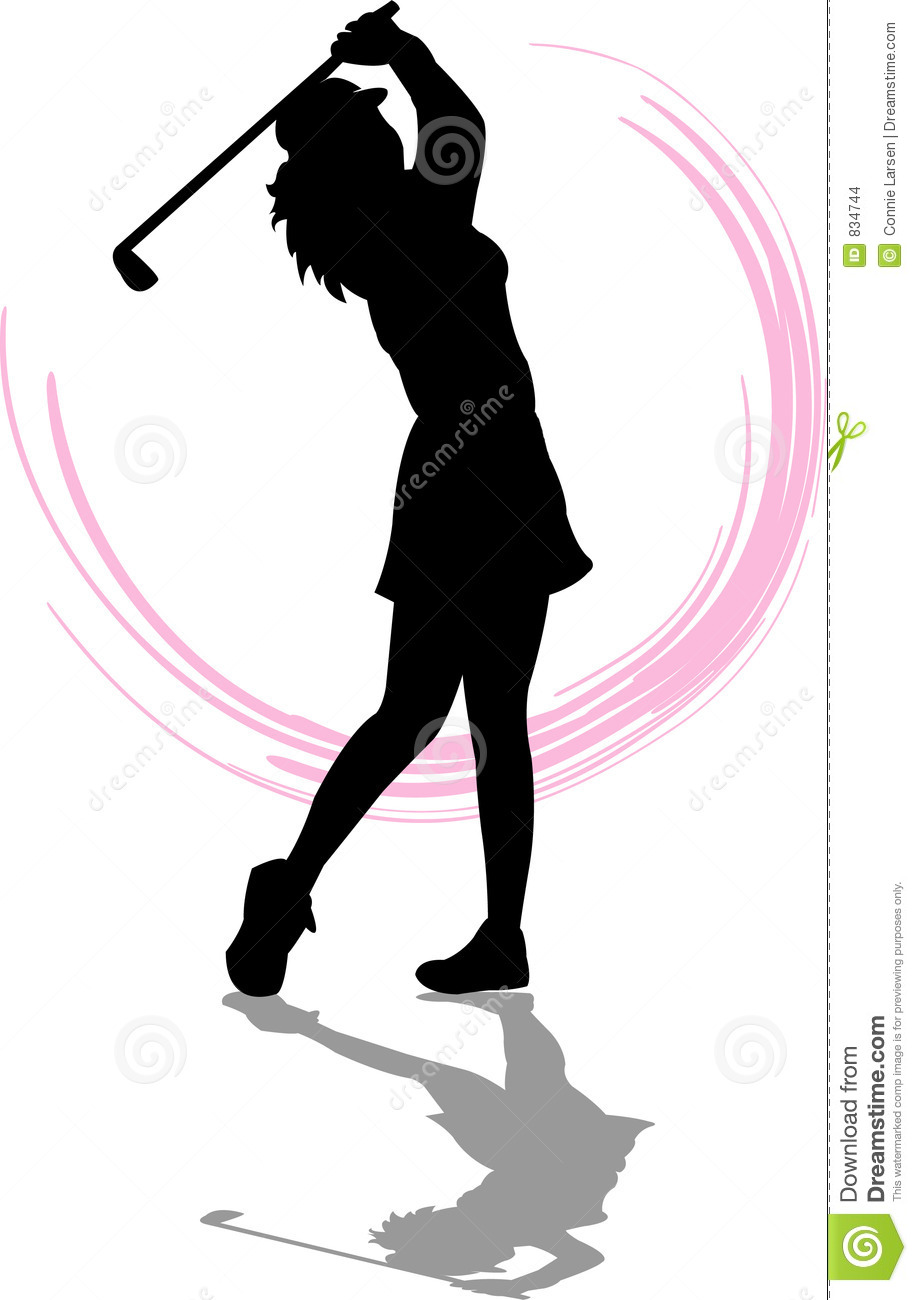 Illustration Of A Woman Swinging A Golf Club