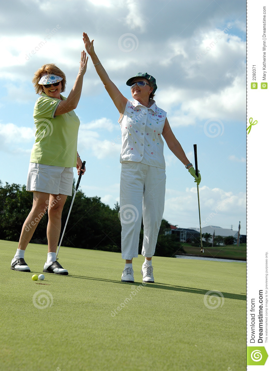 Lady Golfers Celebrate Stock Image   Image  2280371
