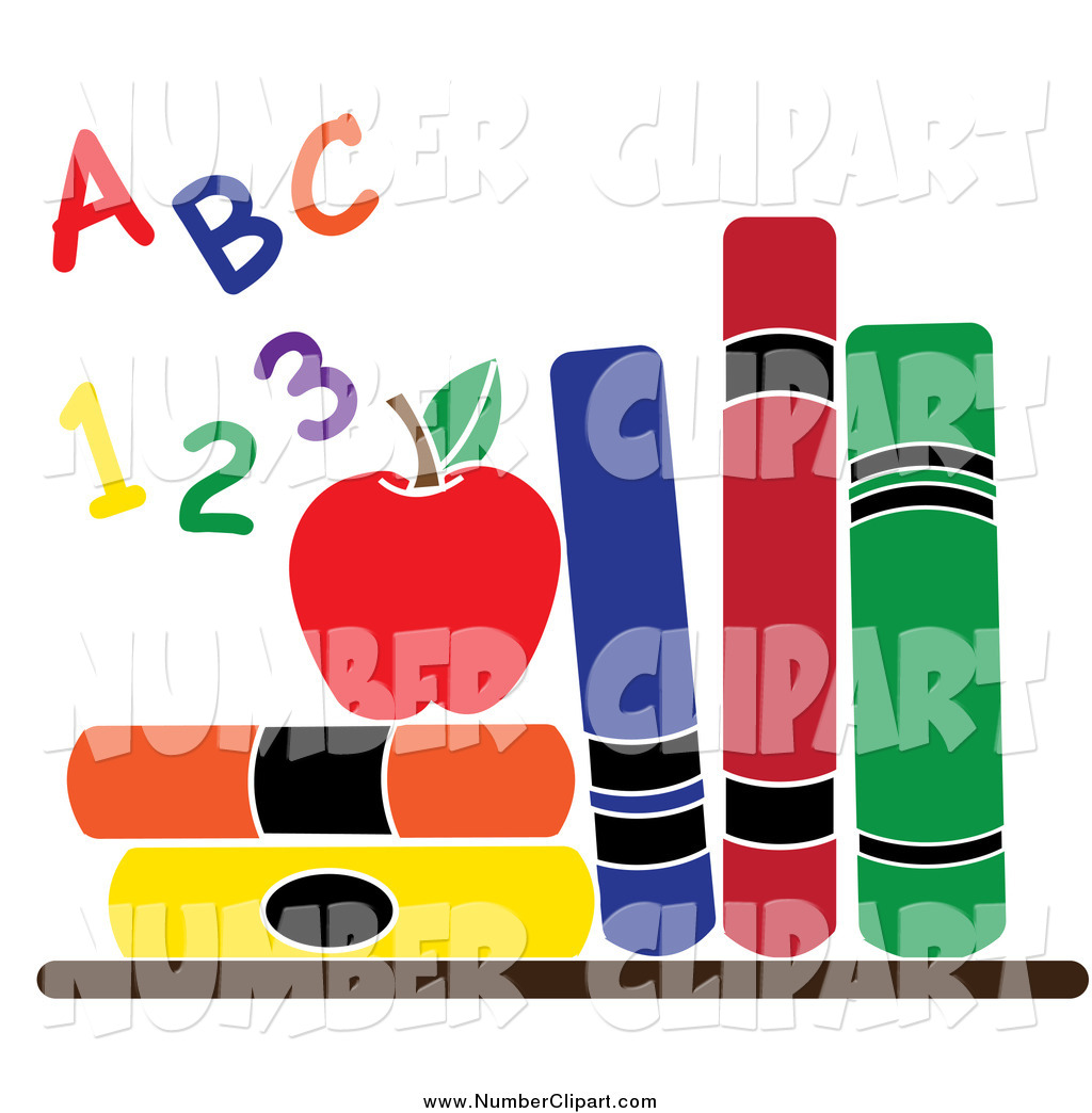     Letters And Numbers By An Apple And School Books By Pams Clipart