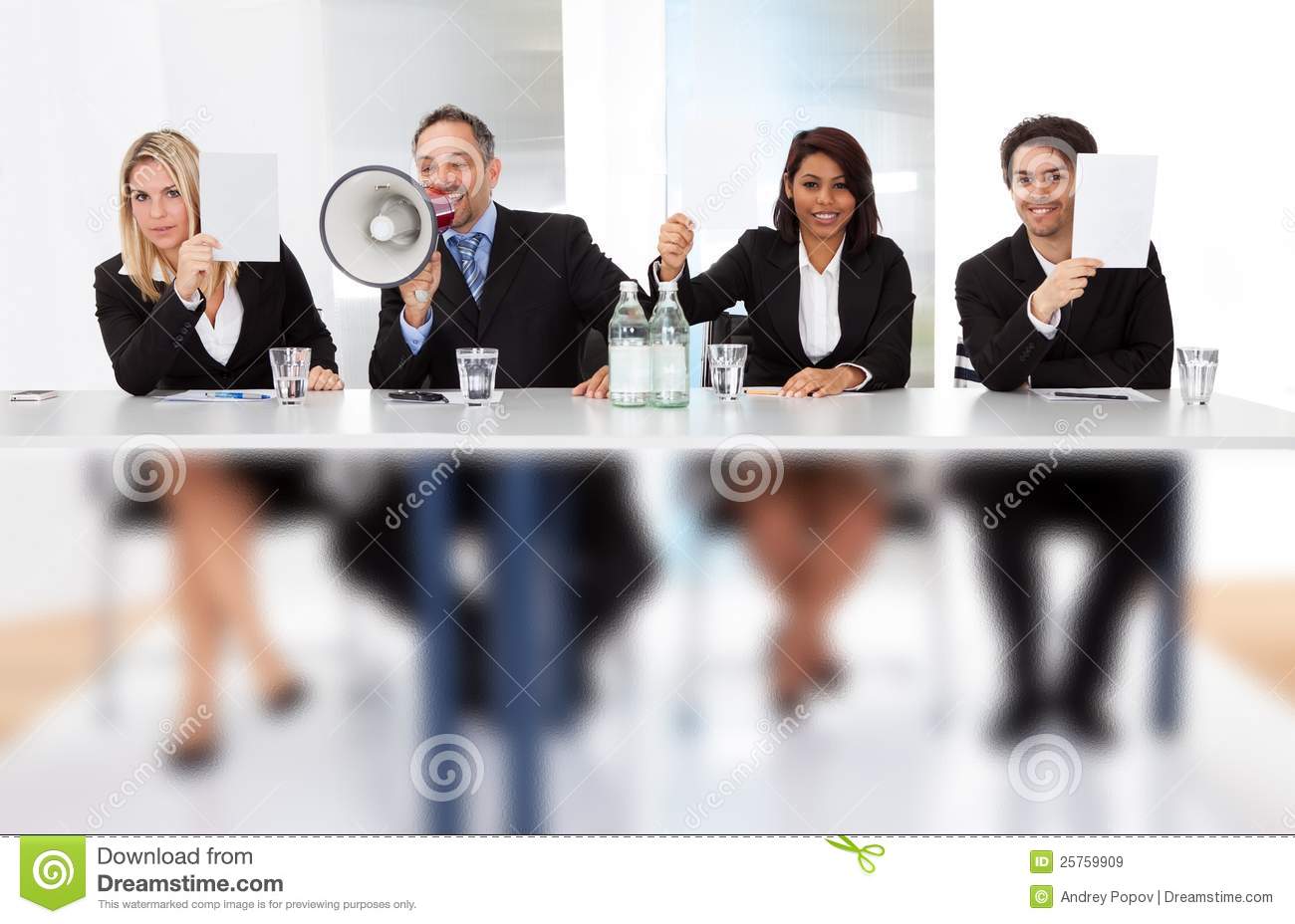 Panel Judges Holding Empty Score Signs Royalty Free Stock Images