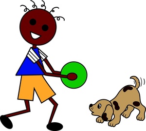 Pet Cartoon Clipart Image   Cartoon Child Playing With His Pet Dog