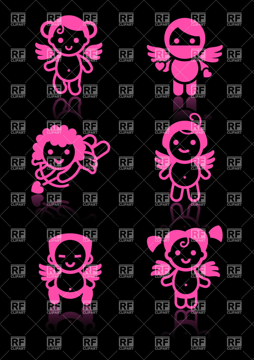 Pink Cupids And Angels People Download Royalty Free Vector Clip Art
