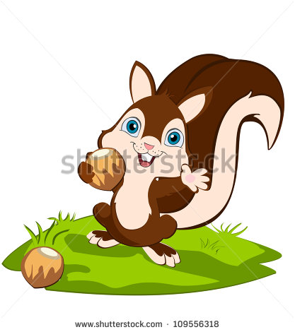 Squirrel Holding A Nut And Weavingsmiling Standing On The Ground