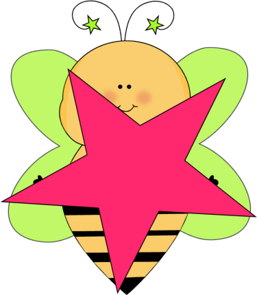 Star Bee With A Pink Star Clip Art   Green Star Bee With A Pink Star