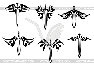 Tribal Tattoos With Swords And Daggers   Stock Vector Clipart