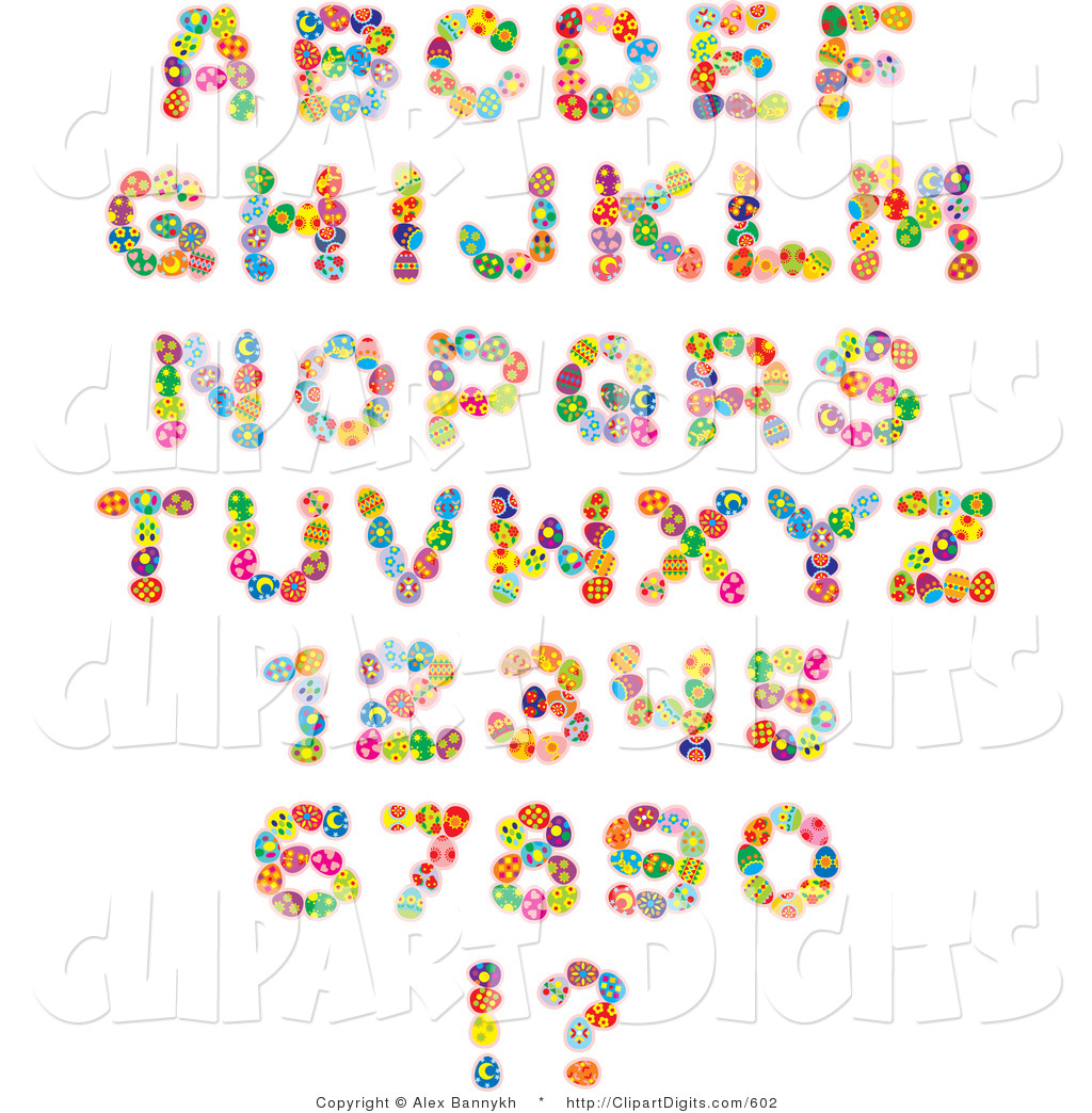 Vector Clip Art Of A Font Set Of Colorful Easter Eggs Creating    