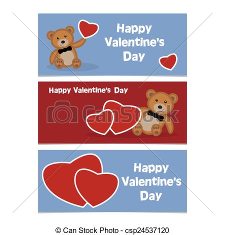 Vector Funny Cartoon Bear Cub With Red Heart  Happy Valentines Day    