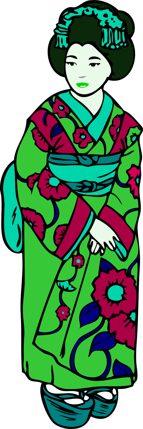 Woman In Kimono Vector Clip Art