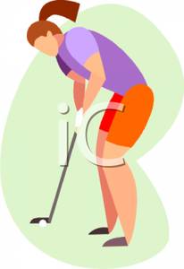 Woman Or Femail Golfer Putting   Royalty Free Clipart Picture