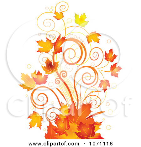 Clipart Autumn Swirl And Fall Leaf Flourish   Royalty Free Vector