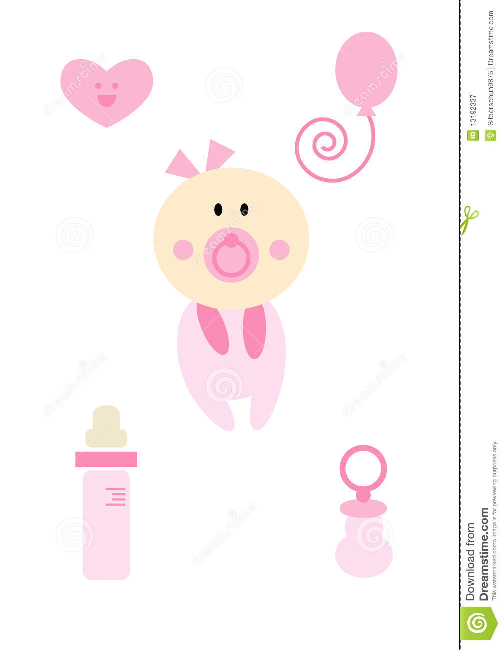Clipart Set  Baby Girl  Pink  Royalty Free Stock Photography   Image