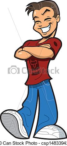 Eps Vector Of Handsome Teen   Handsome Smiling Teenage Boy With Arms