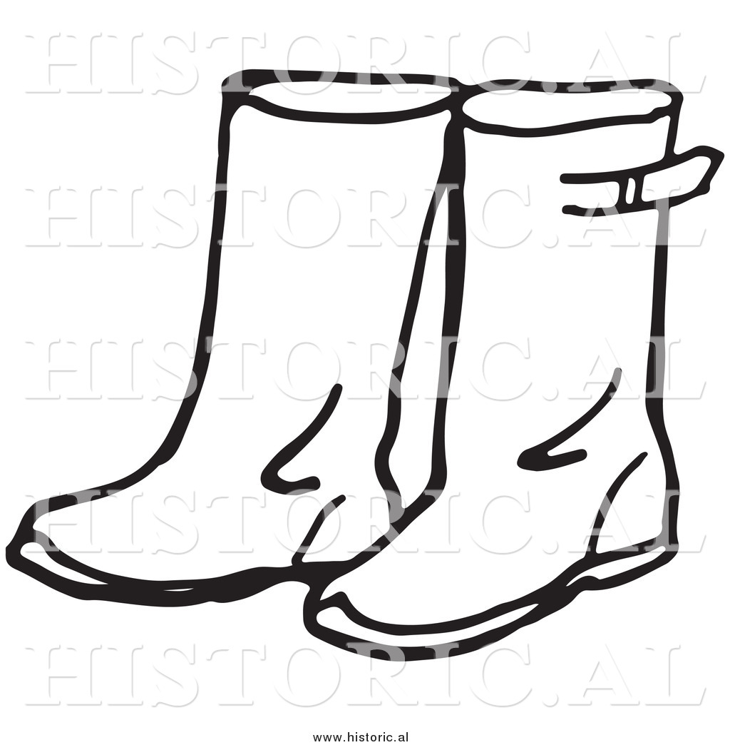 Historical Clipart Of Rain Boots   Black And White Outline By Al    