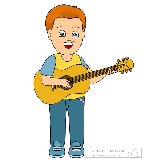 Information Caption Boy Playing Guitar Clipart Headline Boy Playing