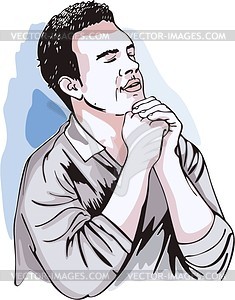 Man Praying   Vector Clipart