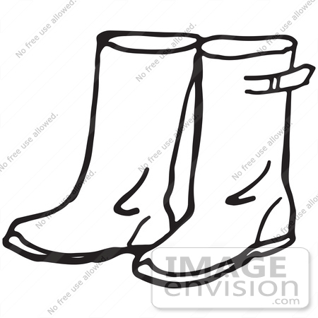 Rain Boots Clipart 61772 Clipart Of A Pair Of Rain Boots In Black And