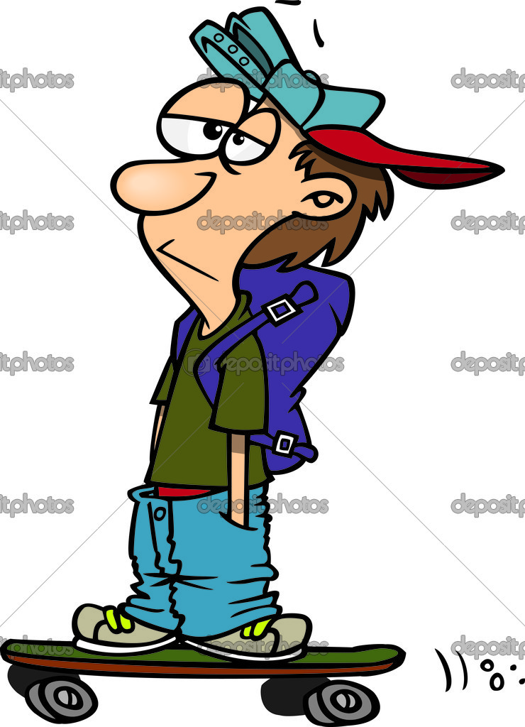 Royalty Free Clipart Illustration Of A Teenage Skater Boy With His