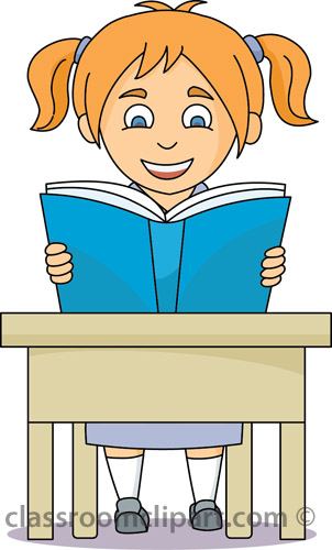 School   Student Reading At Desk   Classroom Clipart