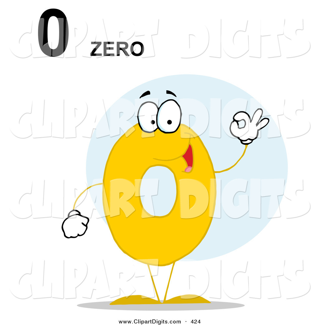 Vector Clip Art Of A Friendly Yellow Digit Number 0 Zero Guy With Text