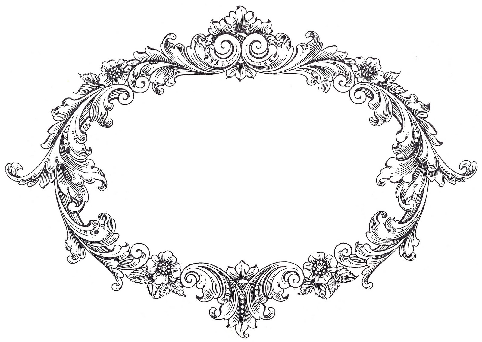 Vintage Clip Art   Fancy Oval Frame   The Graphics Fairy