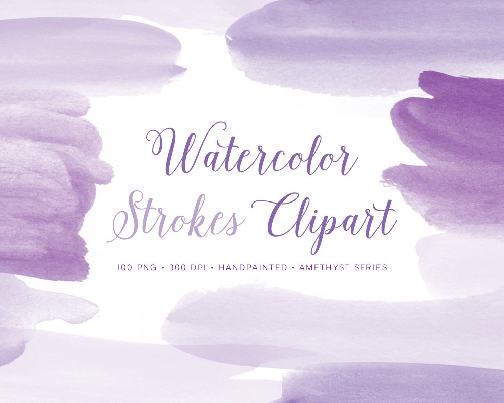 Watercolor Purple Clipart Paint Strokes  Perfect Graphics For Banners