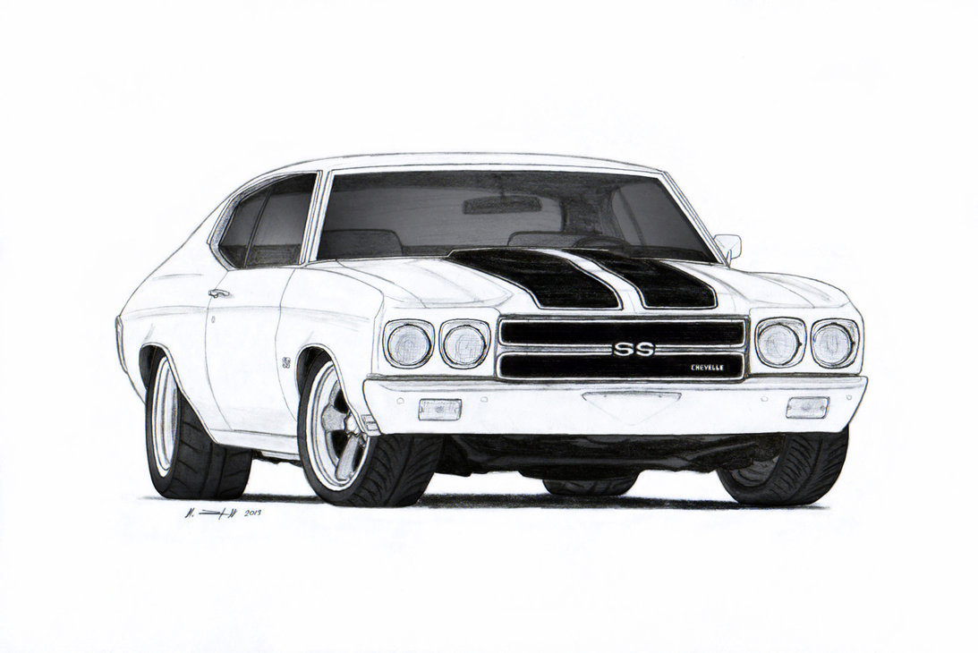 1970 Chevrolet Chevelle Ss Pro Touring Drawing By Vertualissimo On