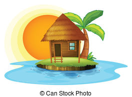 An Island With A Small Hut   Illustration Of An Island With