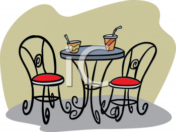 Beverages On A Bistro Table   Royalty Free Clipart Image