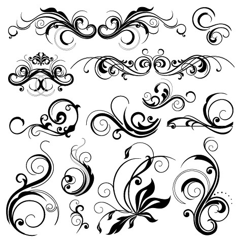 Black On White Decorative Design Filigree Flourish Graphic Design    