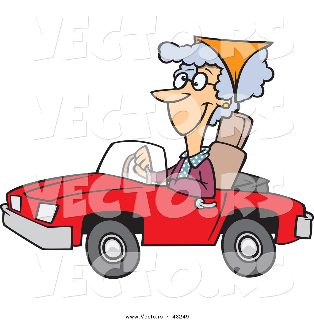 Cartoon Old Lady Driving