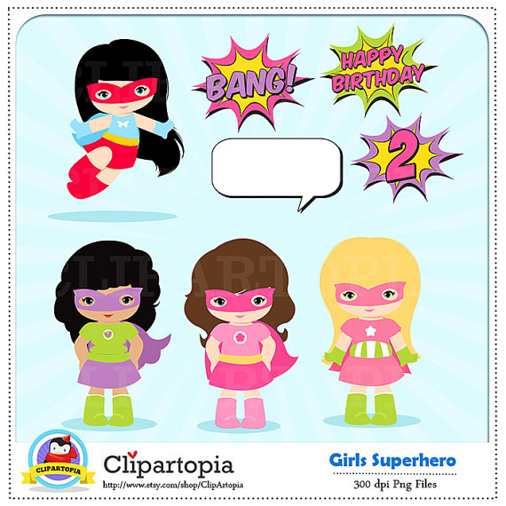 Clip Art   Super Hero Girls Digital Clipart   Supergirls Clipart    