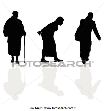 Clipart   Old Woman Walking Black Silhouette  Fotosearch   Search Clip
