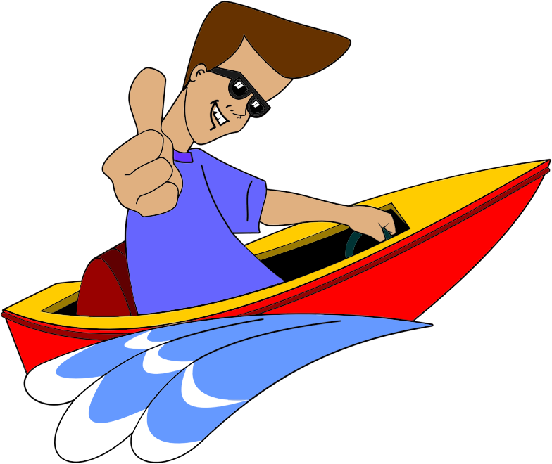 Clipart   Thumbs Up Boy In Speed Boat
