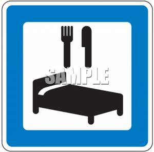 Danish Hotel And Restaurant Road Sign   Royalty Free Clipart Picture