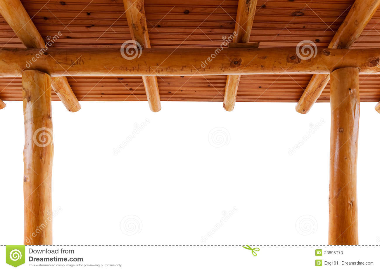 Log Cabin S Porch Isolated On White Background View From Inside
