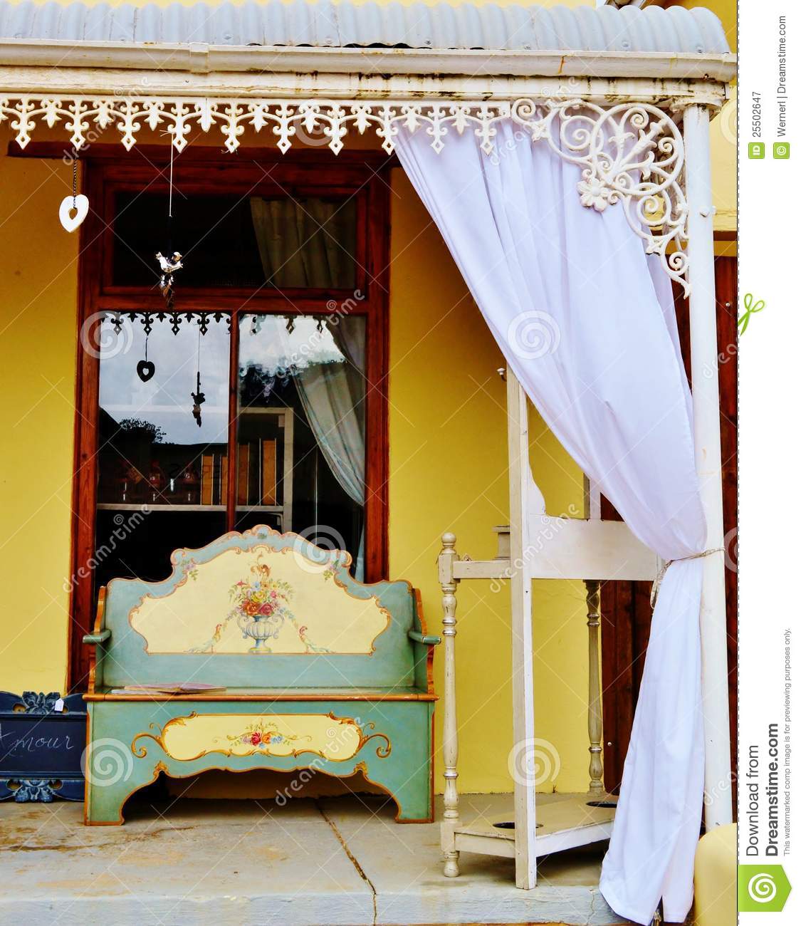 Porch With Wooden Bench Royalty Free Stock Photography   Image