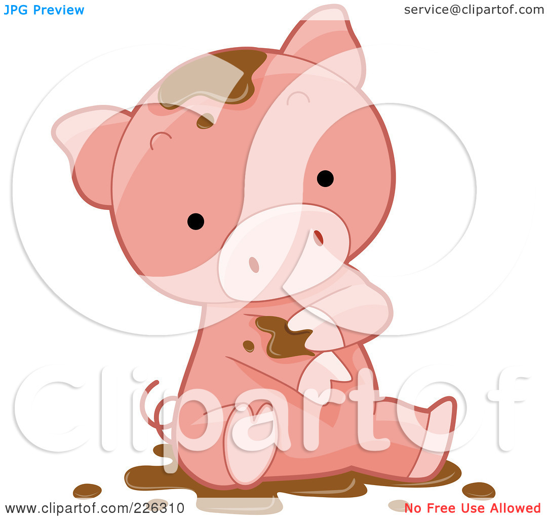 Royalty Free  Rf  Clipart Illustration Of A Cute Pig Bathing In Mud By