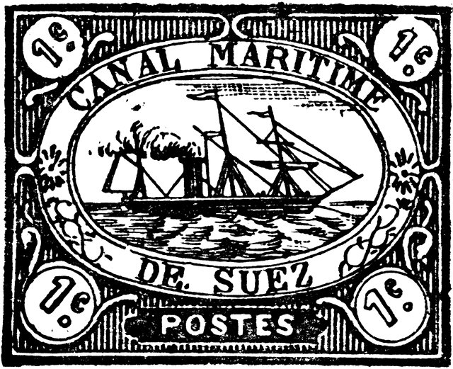 Suez Canal Company 1 Cent Stamp 1868   Clipart Etc
