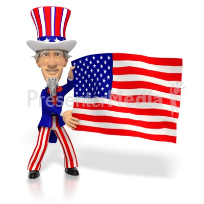 Uncle Sam Holding American Flag   Signs And Symbols   Great Clipart