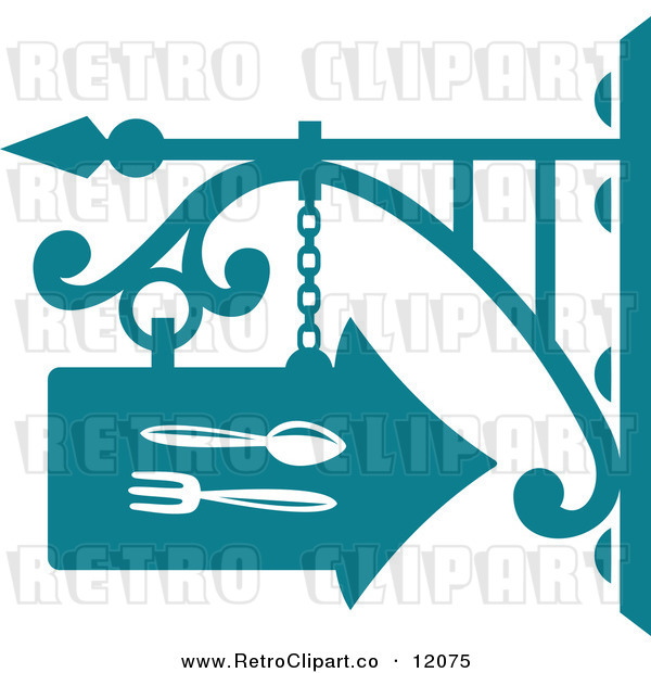 Vector Clipart Of A Teal Restaurant Shingle Sign