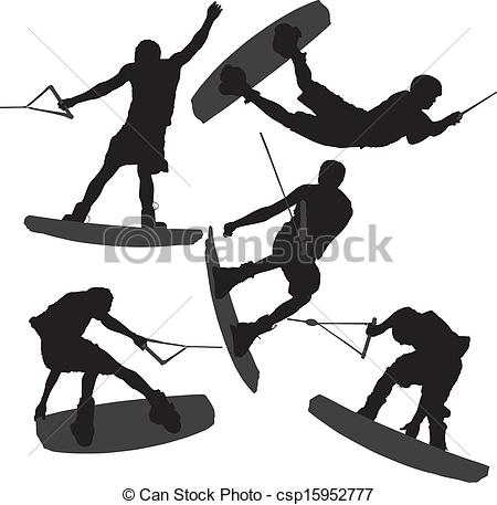 Wakeboarding Silhouette On White Background